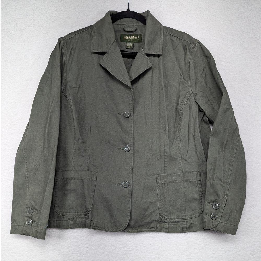 Eddie Bauer Womens Blazer Jacket Olive Green Cotton Blend XXL Extra Extra Large
